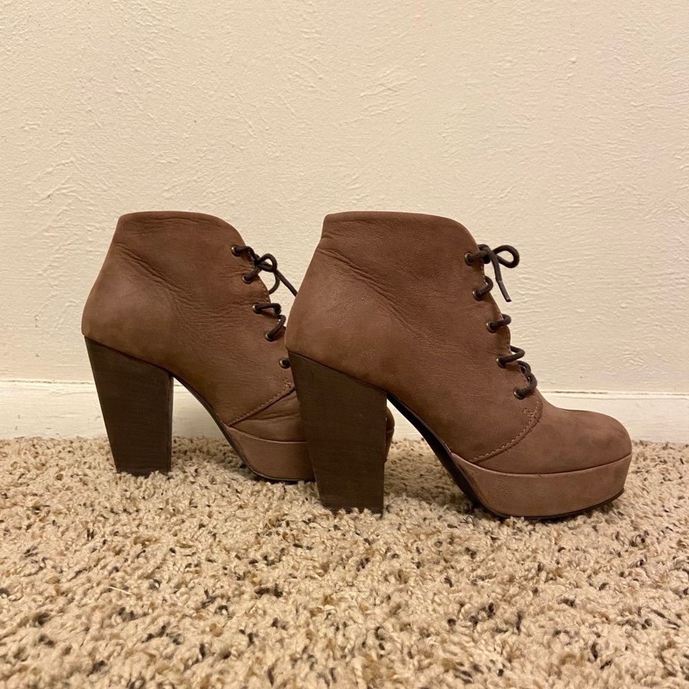 Platform Lace-Up Heeled Booties